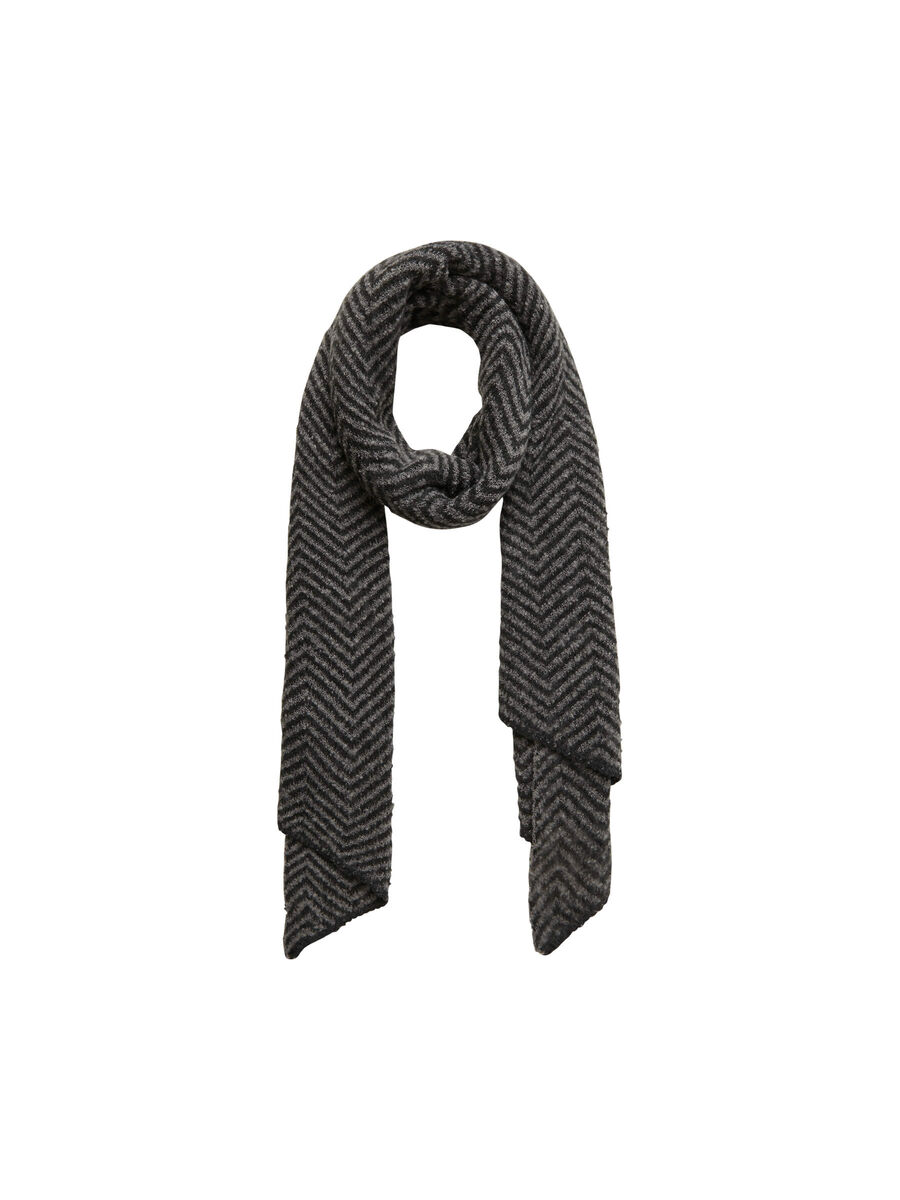 Pieces SLANTED TRIM SCARF, Black, highres - 17098039_Black_707619_001.jpg