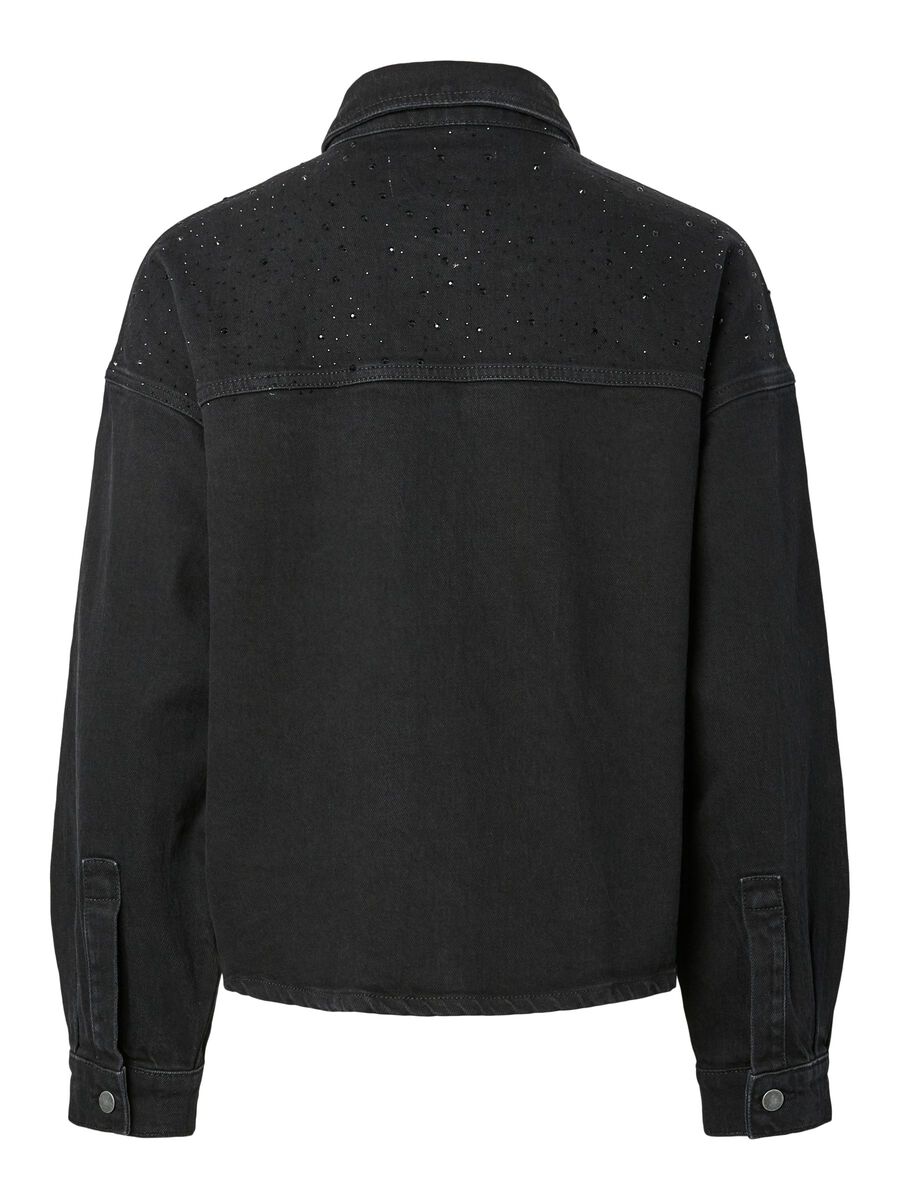 Product carousel image - PCGABI RHINESTONE DENIM SHIRT, Black Denim | 2