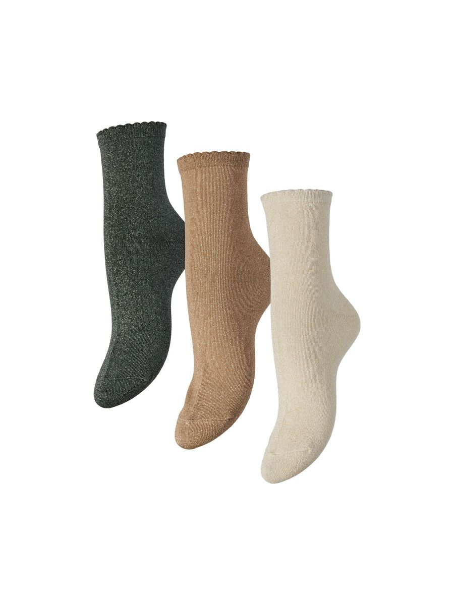 Pieces PCSEBBY 3-PACK GLITTER SOCKS, Birch, highres - 17114641_Birch_1144752_001.jpg