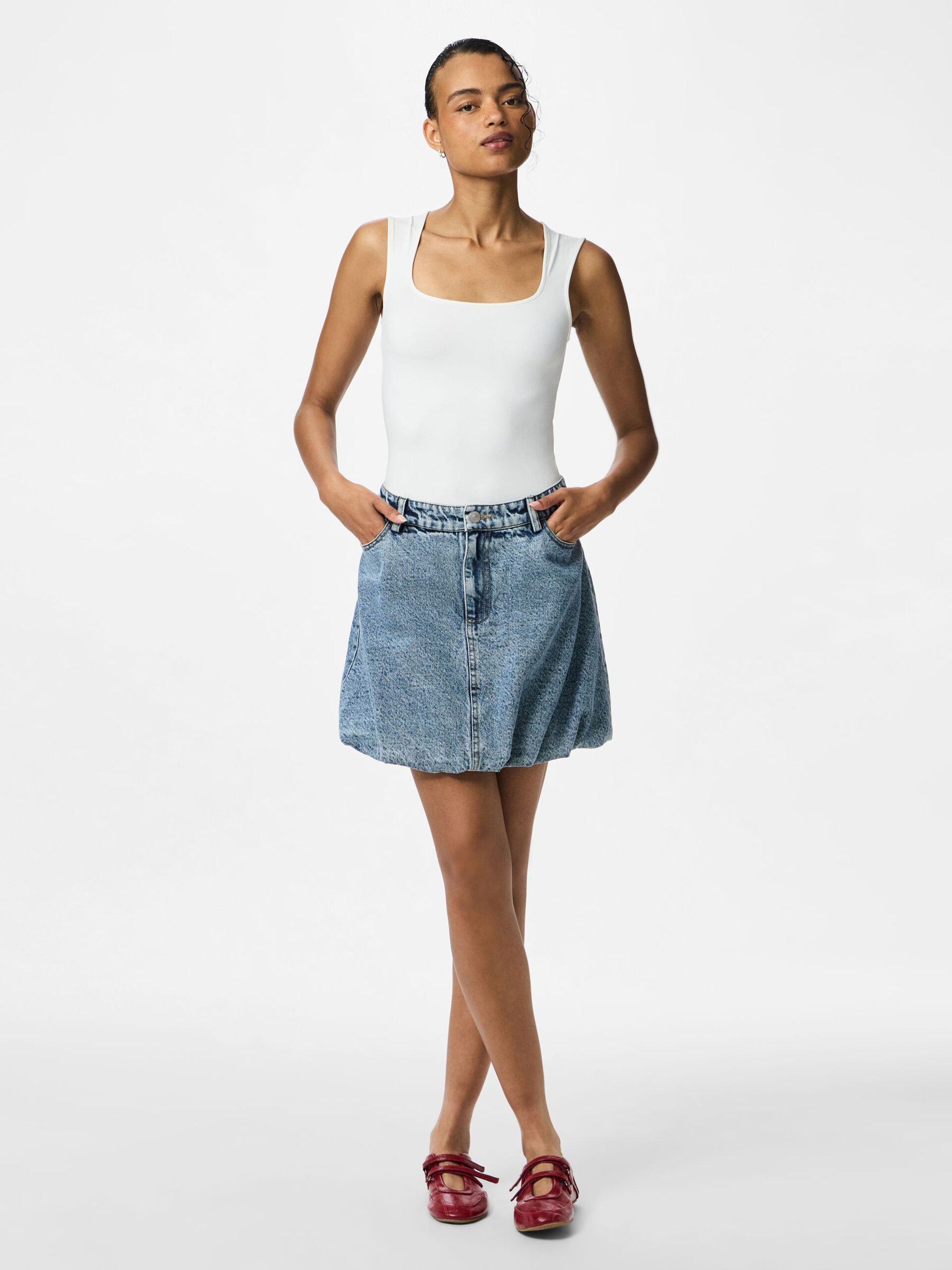 Carousel image - PCALLY JUPE EN JEAN, Light Blue Denim | 3