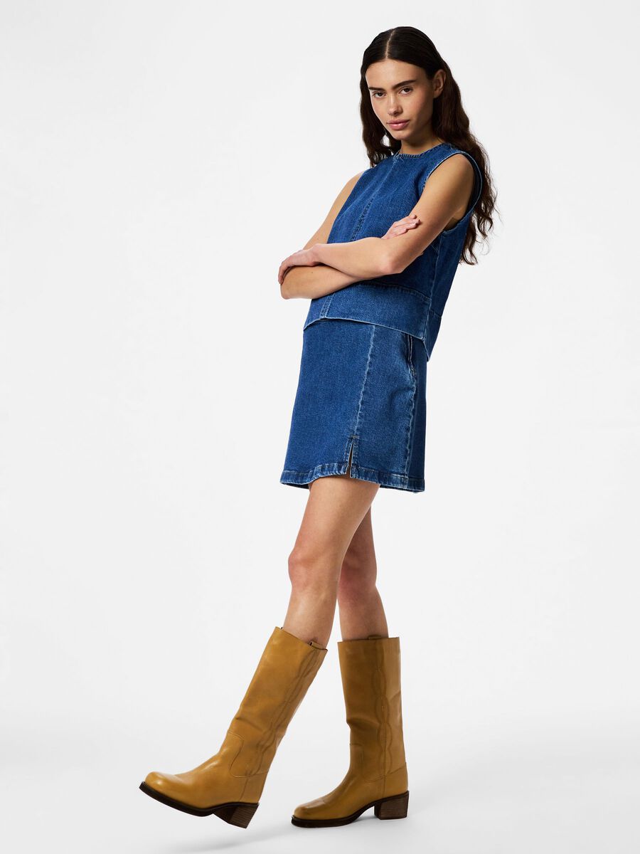 Carousel image - PCSILKE - TH - FENTE MINI-JUPE, Medium Blue Denim | 5