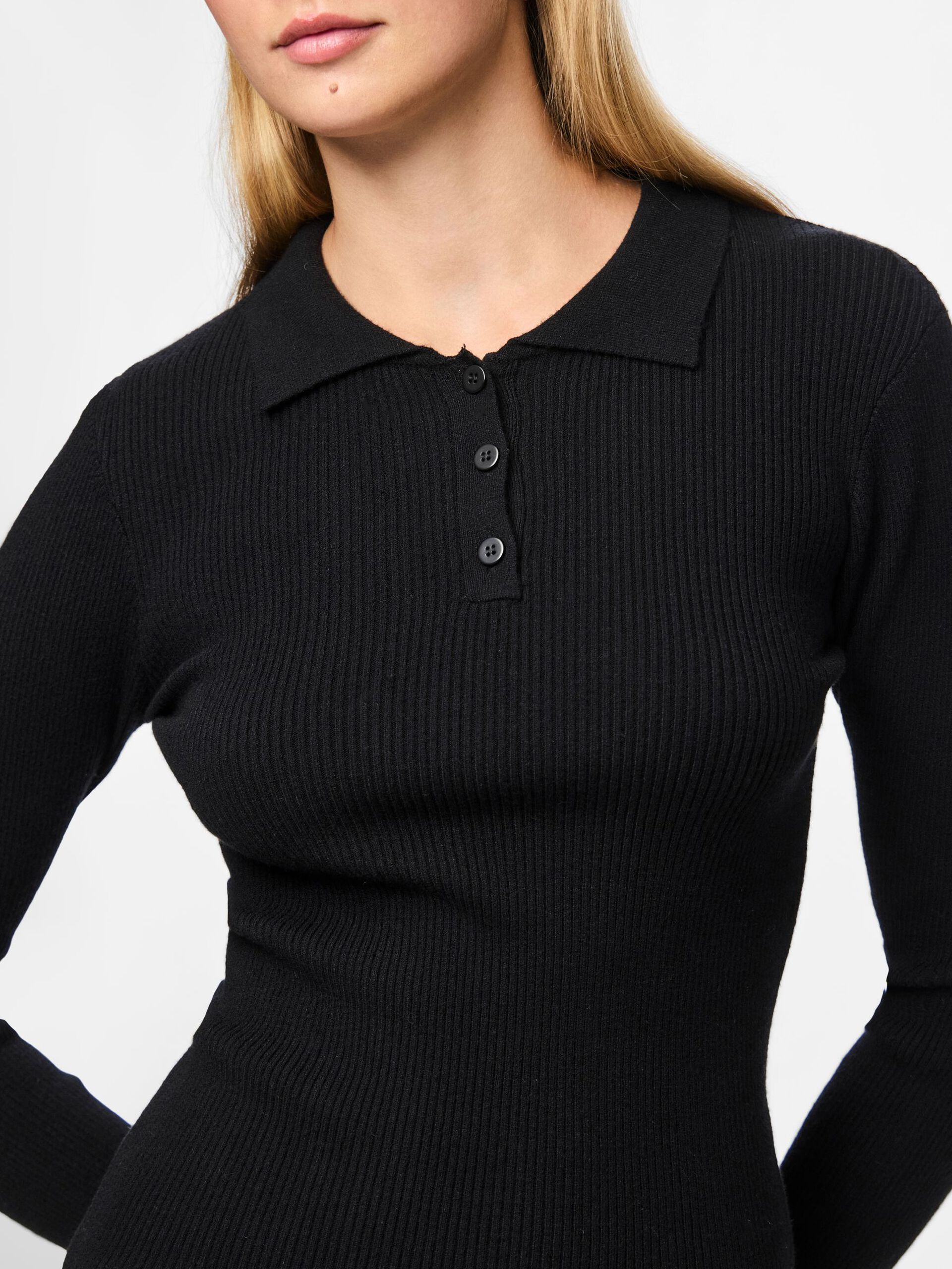 Carousel image - PCMIRA KNITTED POLO SHIRT, Black | 4