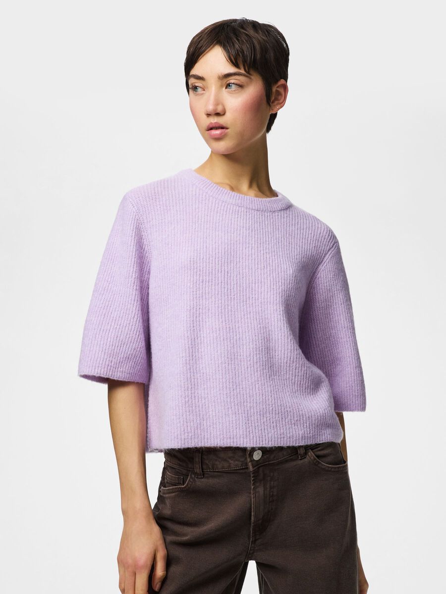 Product carousel image - PCSILLY KURZARM STRICKTOP, Pastel Lilac | 1