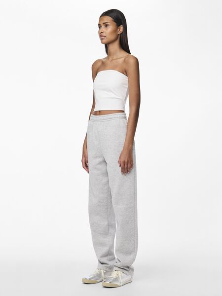 Pieces PCCHILLI STRAIGHT  SWEATPANTS, Light Grey Melange, highres - 17156301_LightGreyMelange_005.jpg