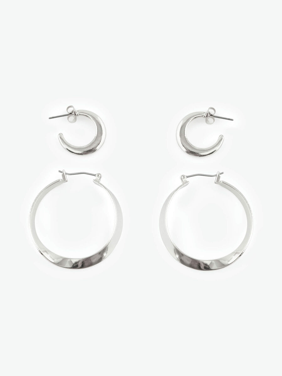 Pieces 2-PAK RINGE ØRERINGE, Silver Colour, highres - 17103967_SilverColour_770763_001.jpg