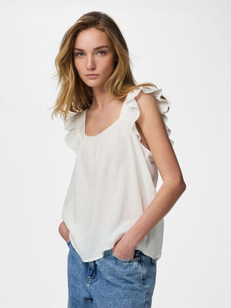 Pieces PCPIA LINEN BLEND SLEEVELESS TOP, Bright White, highres - 17154740_BrightWhite_1265656_003.jpg