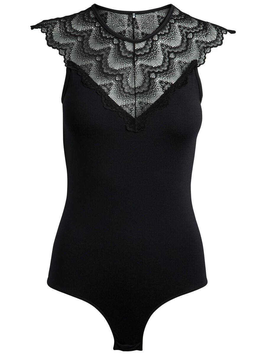 Pieces SLEEVELESS LACE BODYSUIT, Black, highres - 17091732_Black_001.jpg