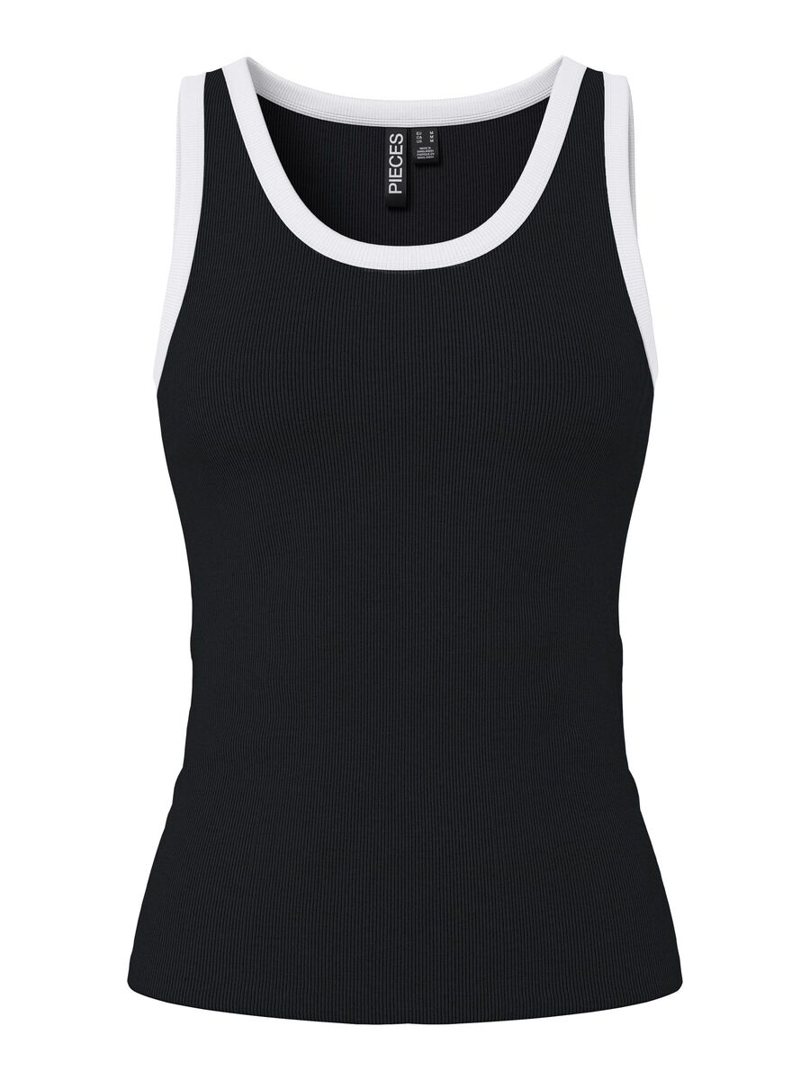 Carousel image - PCMAY GERIPPTES TANKTOP, Black | 5