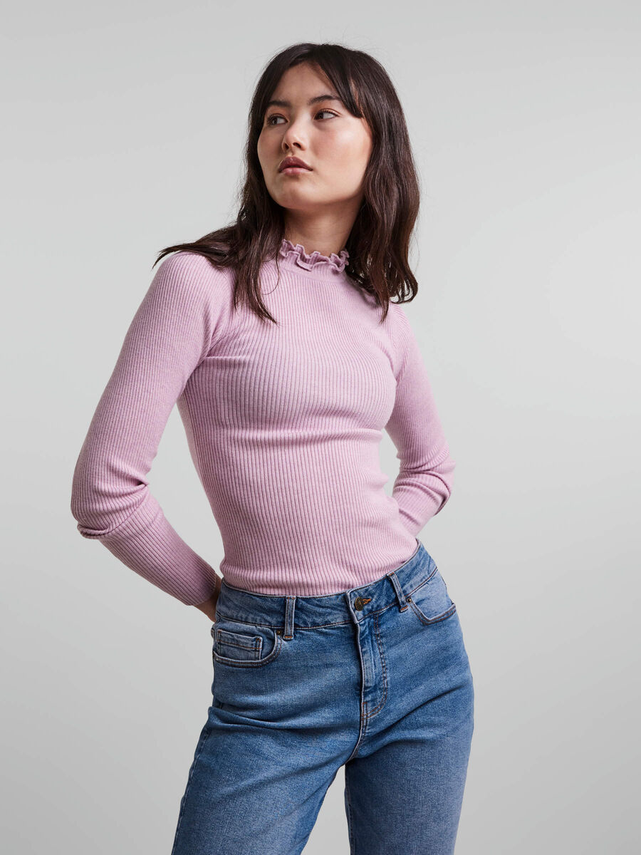 Pieces PCFRILLA STRIKKET PULLOVER, Pastel Lavender, highres - 17129585_PastelLavender_973914_003.jpg