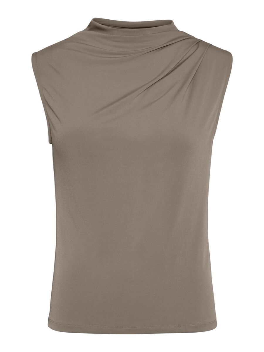 Pieces PCMADISON DRAPED  SLEEVELESS TOP, Taupe Gray, highres - 17151143_TaupeGray_001.jpg