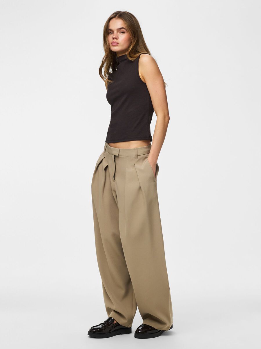 Product carousel image - PCALLY HIGH NECK TOP, Hot Fudge | 1