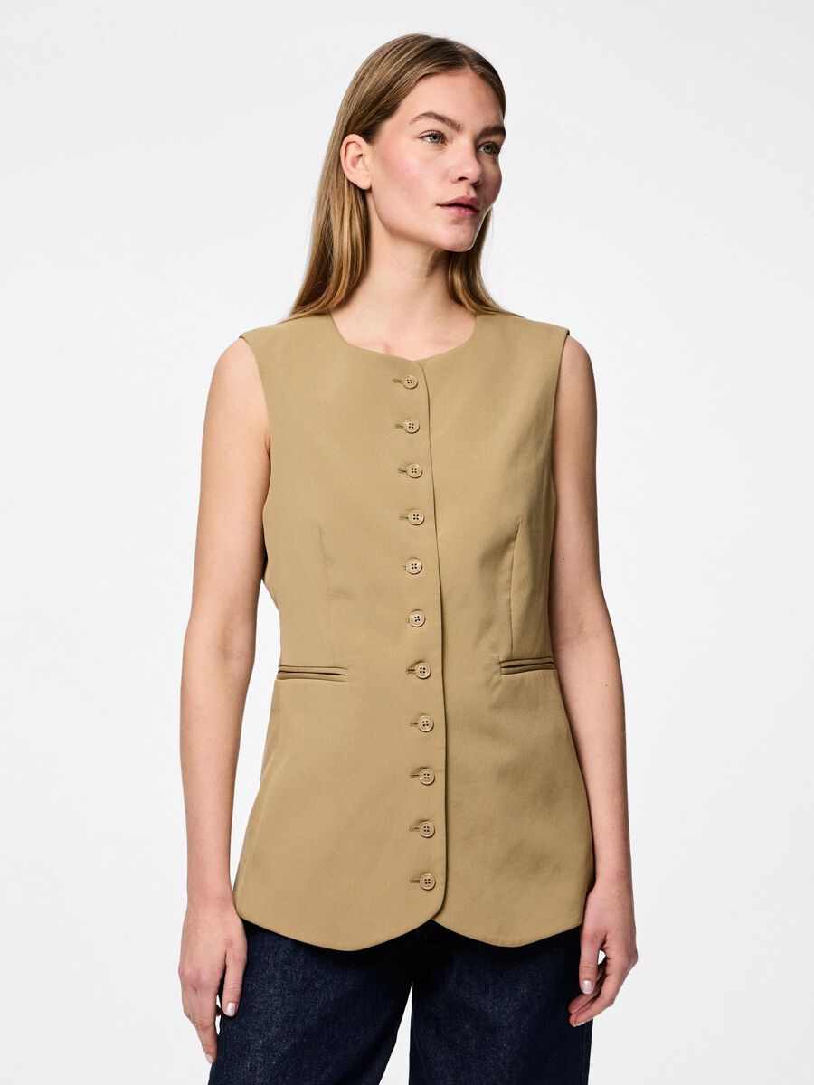 Pieces PCTEMPRE - LONG GILET SANS MANCHES, Elmwood, highres - 17156983_Elmwood_003.jpg