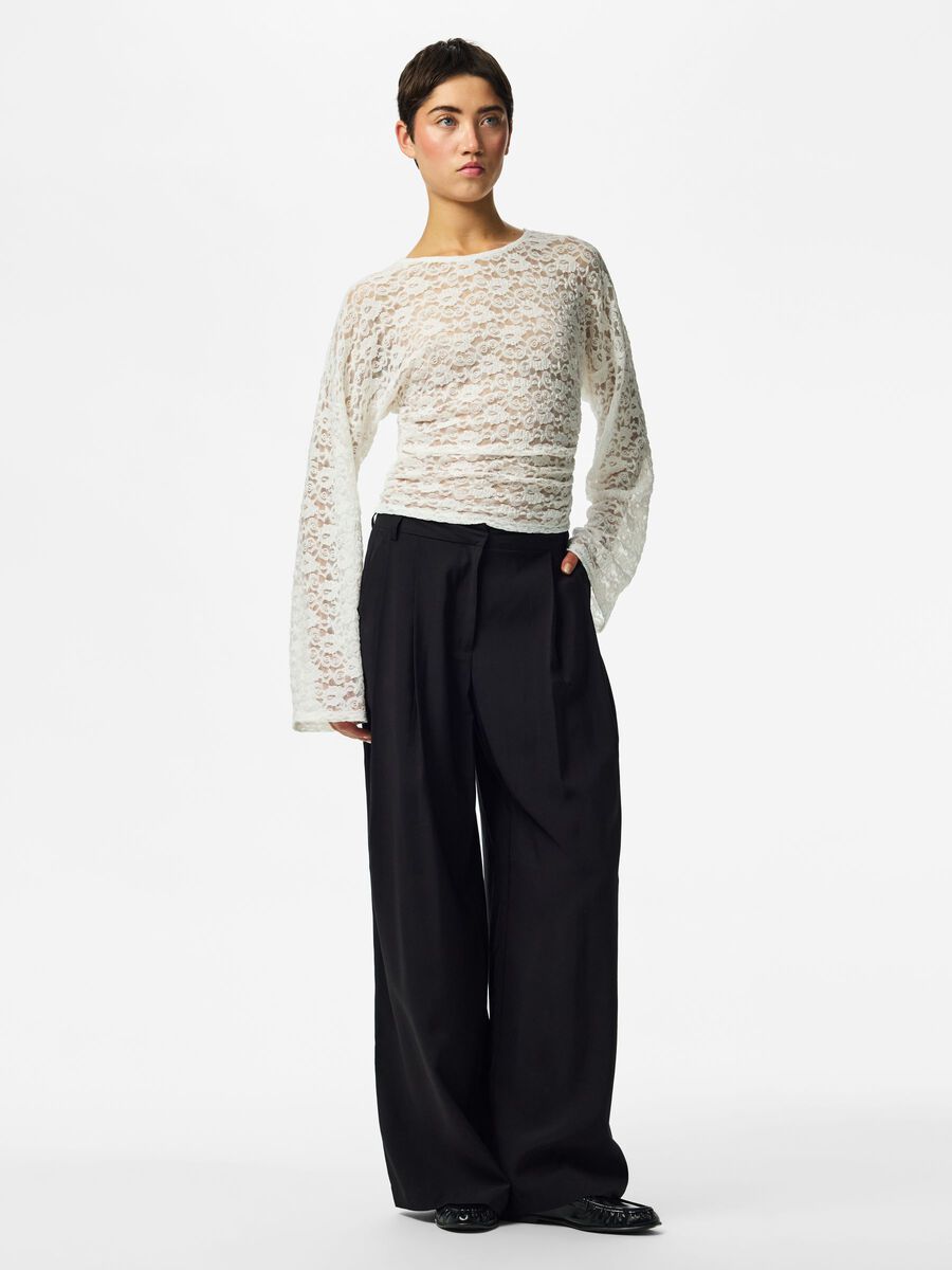 Product carousel image 1 PCALLI LACE LONG SLEEVED TOP, Bright White