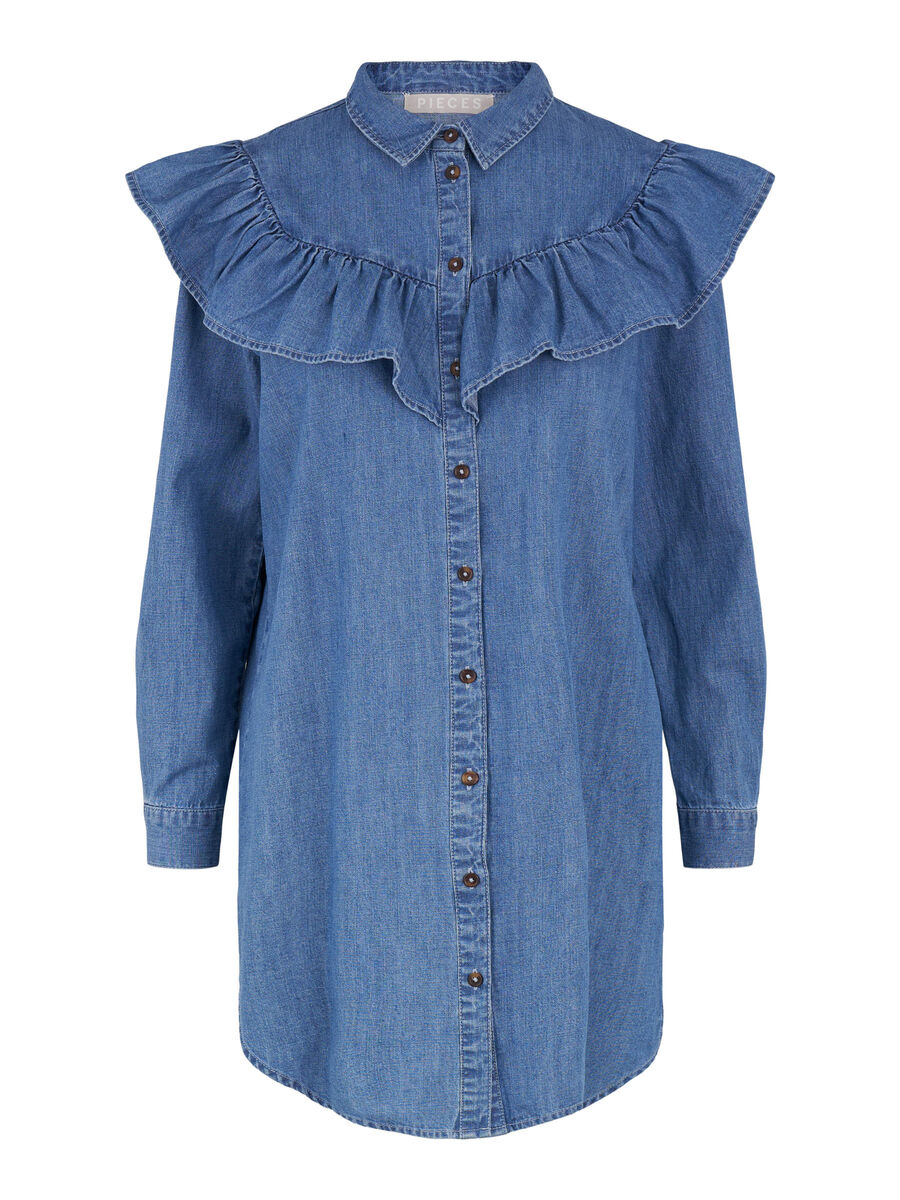 Pieces VOLANTS ROBE EN JEAN, Medium Blue Denim, highres - 17111813_MediumBlueDenim_001.jpg