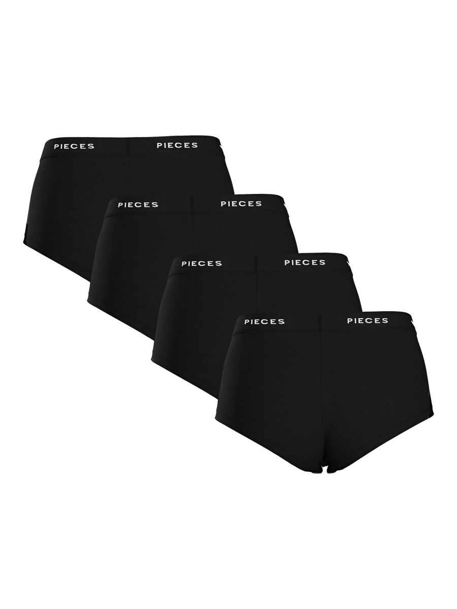 Pieces PCLOGO LADY 4-PAK BOXERSHORTS, Black, highres - 17106857_Black_002.jpg