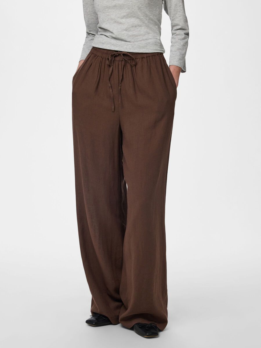 Product carousel image - PCPIA LINNENMIX WIDE LEG BROEK, Coffee Quartz | 1