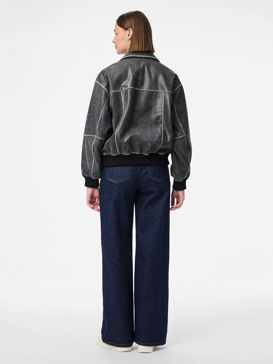 Pieces PCFEMMA VESTE EN CUIR, Concrete Grey, highres - 17160644_ConcreteGrey_004.jpg