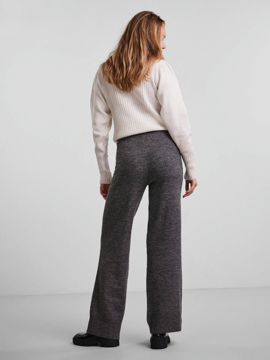 Pieces PCCELIC PANTALON EN MAILLE, Medium Grey Melange, highres - 17127278_MediumGreyMelange_004.jpg