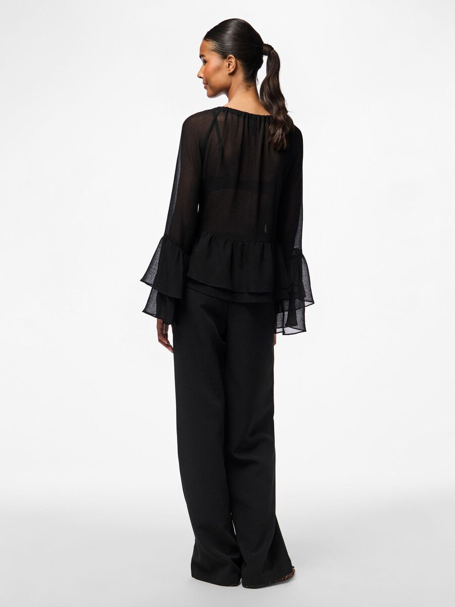 Pieces PCNANDITTA LONG SLEEVED BLOUSE, Black, highres - 17159571_Black_004.jpg