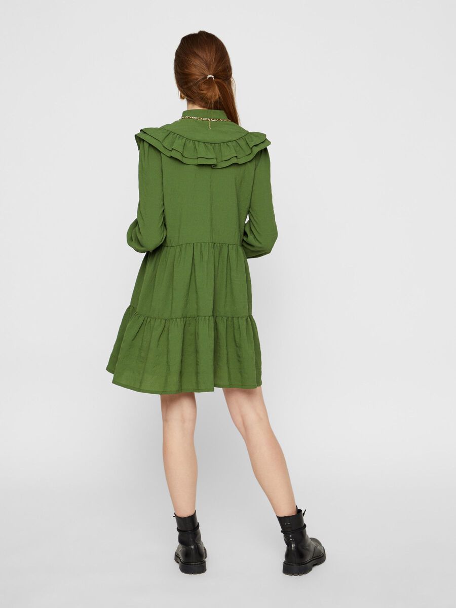 Pieces RUFFLED BIB MINI DRESS, Garden Green, highres - 17104318_GardenGreen_004.jpg