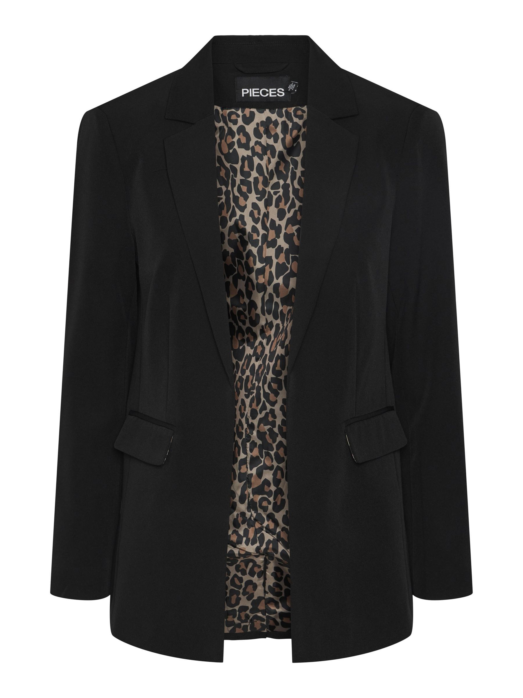 Black leopard blazer deals