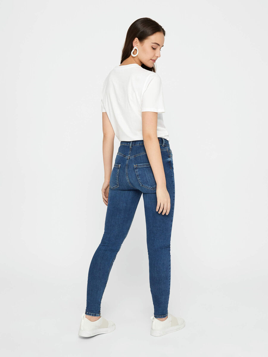 Pieces MID WAIST SKINNY FIT JEANS, Medium Blue Denim, highres - 17083452_MediumBlueDenim_004.jpg