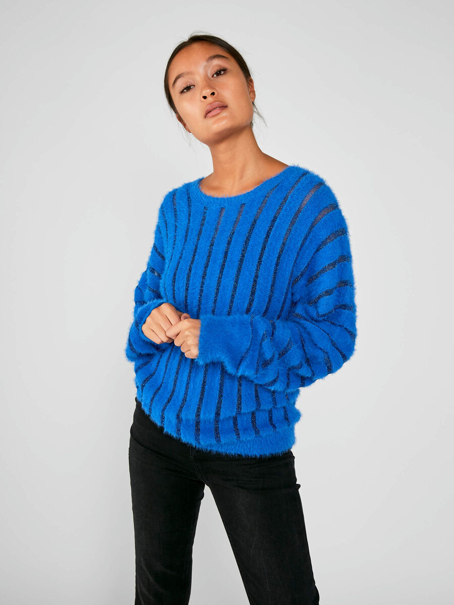 Pieces LONG SLEEVED KNITTED PULLOVER, Victoria Blue, highres - 17096206_VictoriaBlue_003.jpg