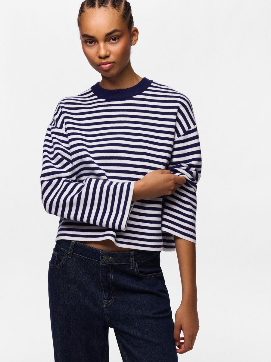 Carousel image 3 PCJASSY STRIPE KNITTED PULLOVER, Maritime Blue