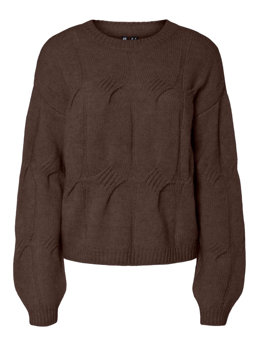 Carousel image - PCJENNA CABLE KNITTED JUMPER, Hot Fudge | 1