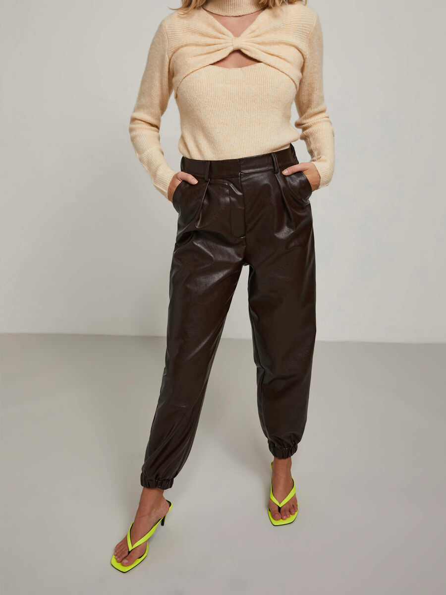 Pieces PCNEMMA HIGH WAISTED TROUSERS, Chocolate Plum, highres - 17124941_ChocolatePlum_003.jpg