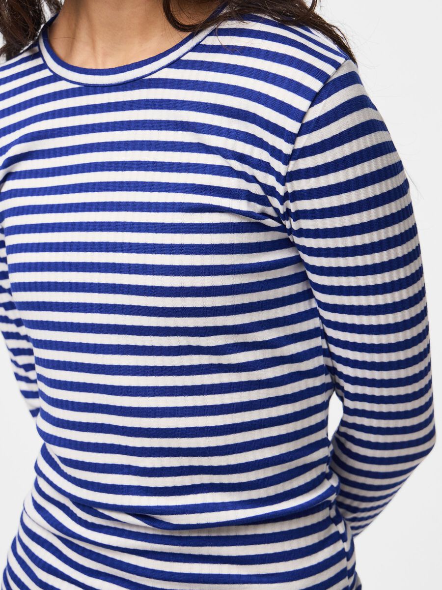Carousel image 4 PCLAYA STRIPED LONG SLEEVED TOP, Bluing