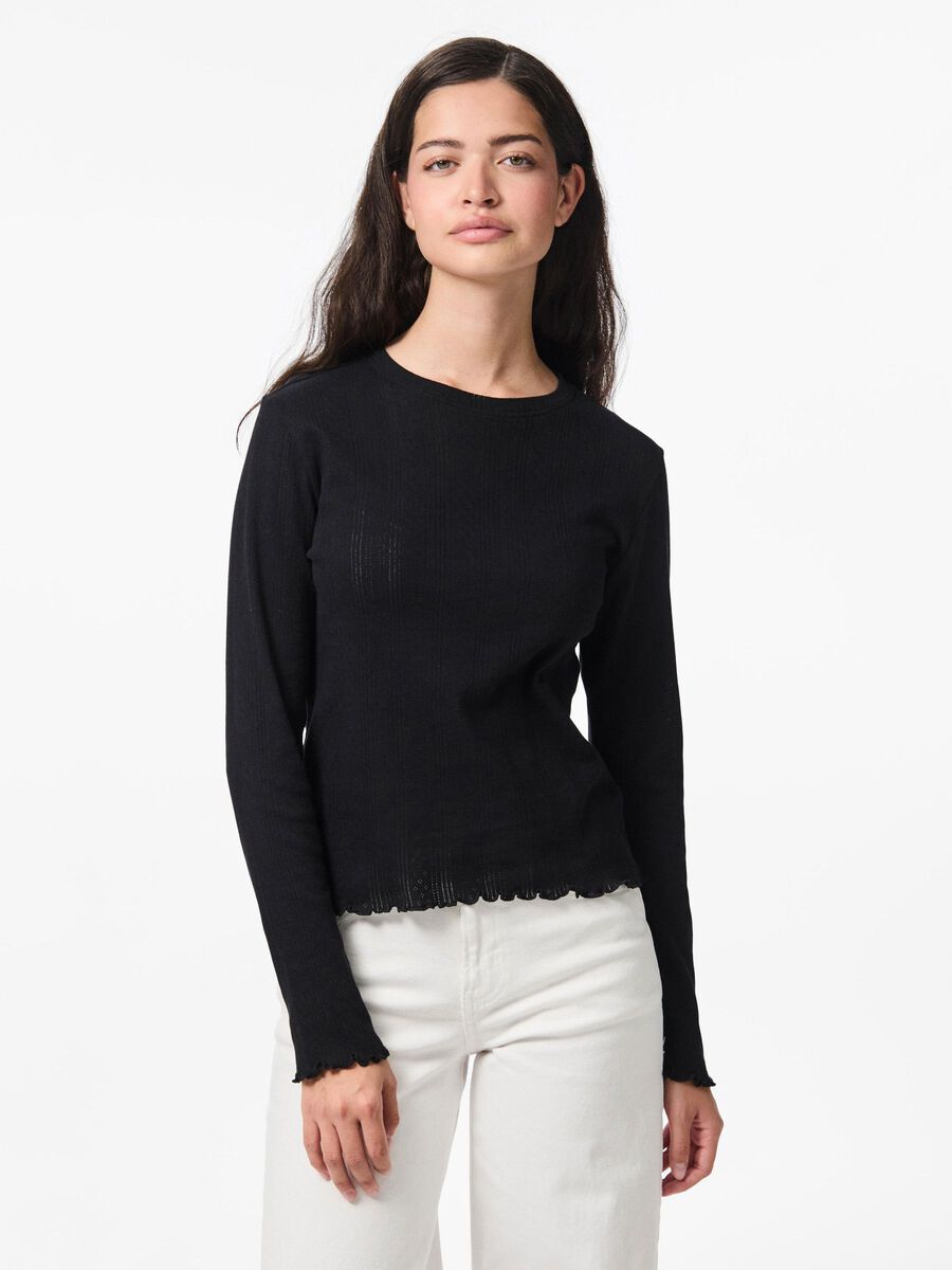 Pieces PCMARIE POINTELLE LONG SLEEVED TOP, Black, highres - 17152052_Black_003.jpg
