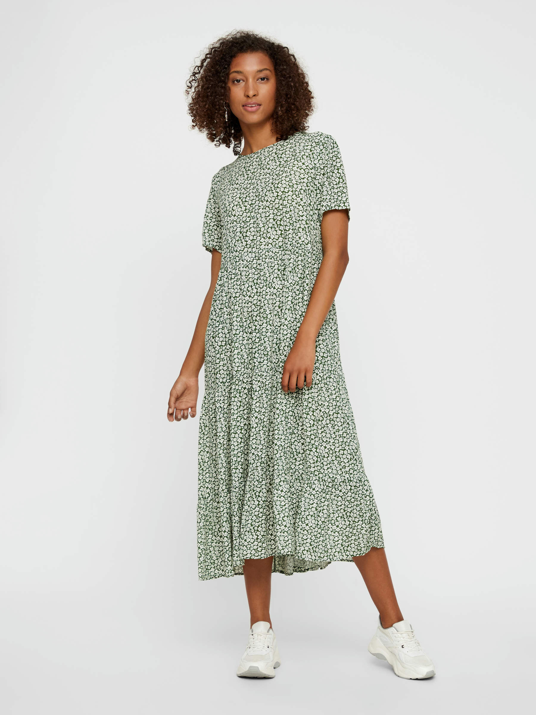 RELAXED FIT VISCOSE MIDI JURK Groen PIECES Nederland