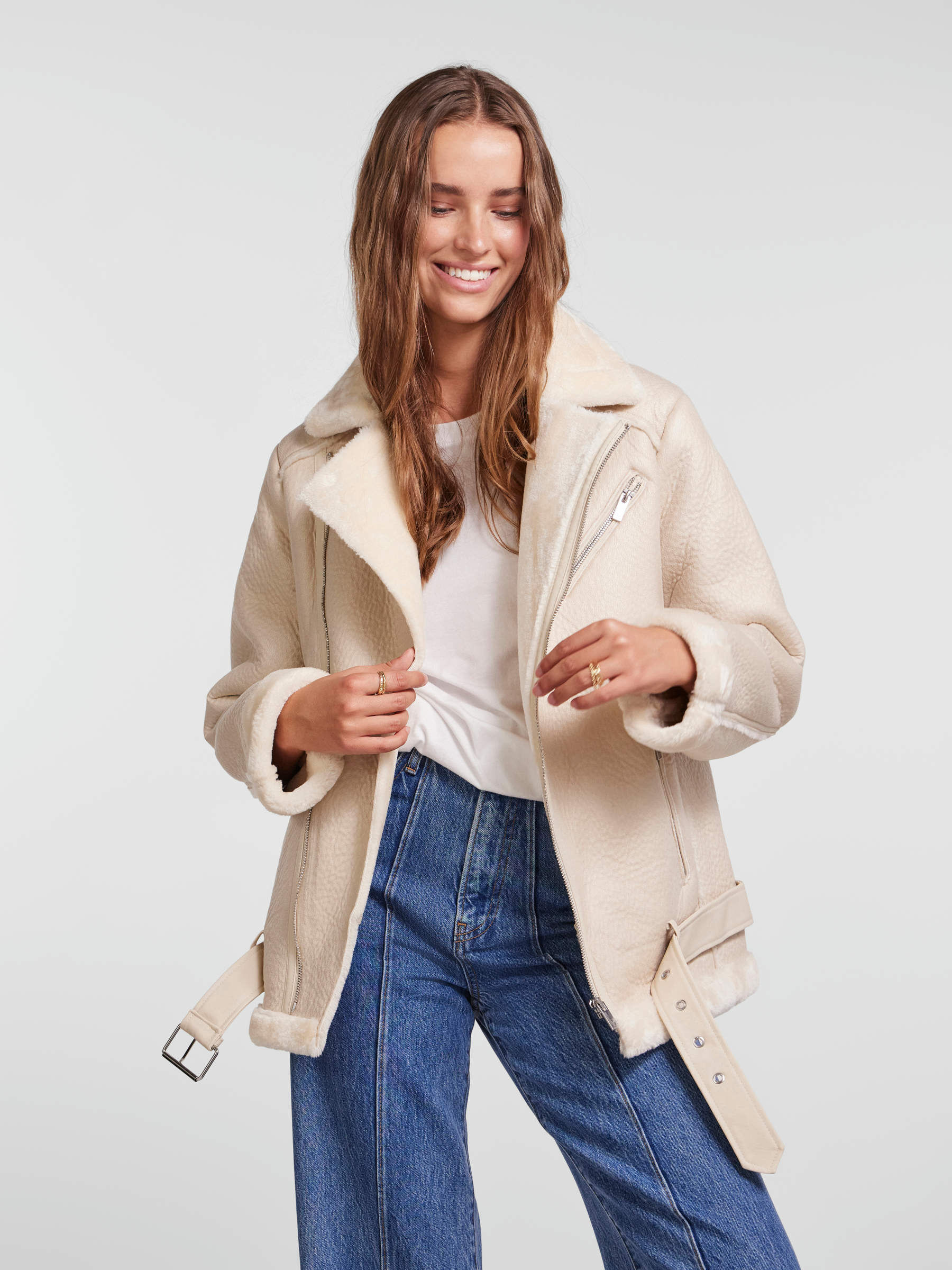 Pieces aviator jacket outlet