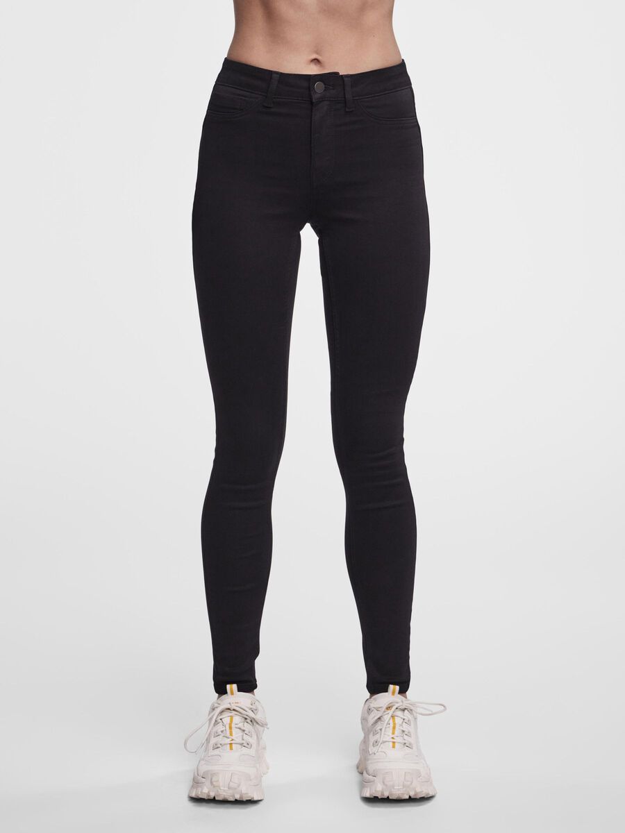 Pieces MID WAIST SLIM FIT JEGGINGS, Black, highres - 17098695_Black_003.jpg