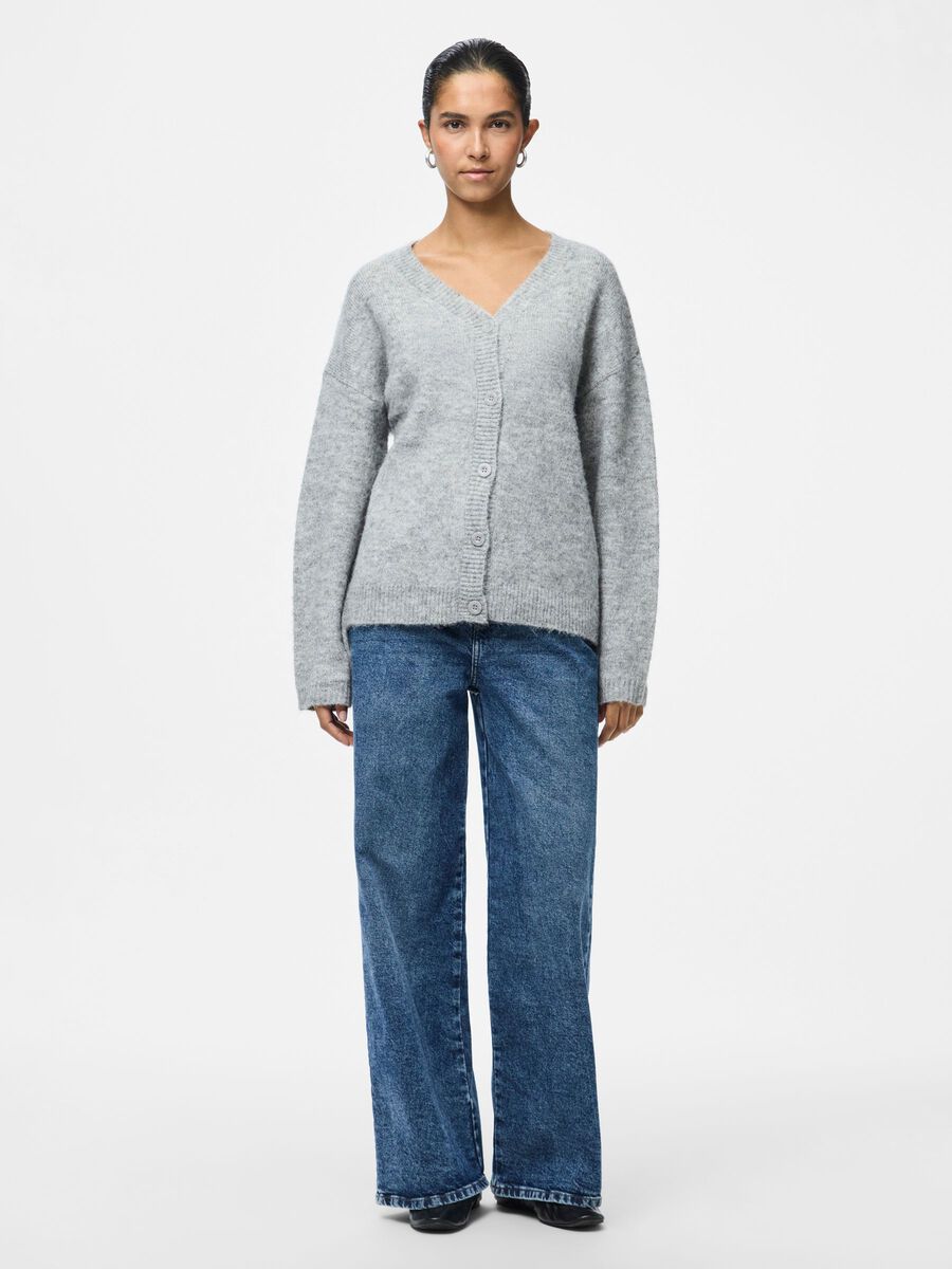 Carousel image - PCPAM KNITTED CARDIGAN, Medium Grey Melange | 3