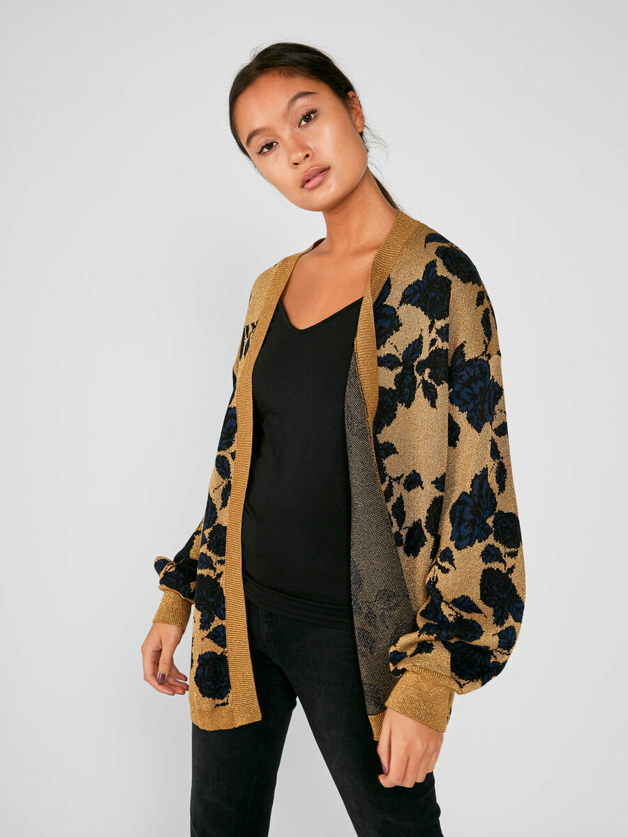 Pieces FLORAL PATTERNED CARDIGAN, Cumin, highres - 17093235_Cumin_003.jpg