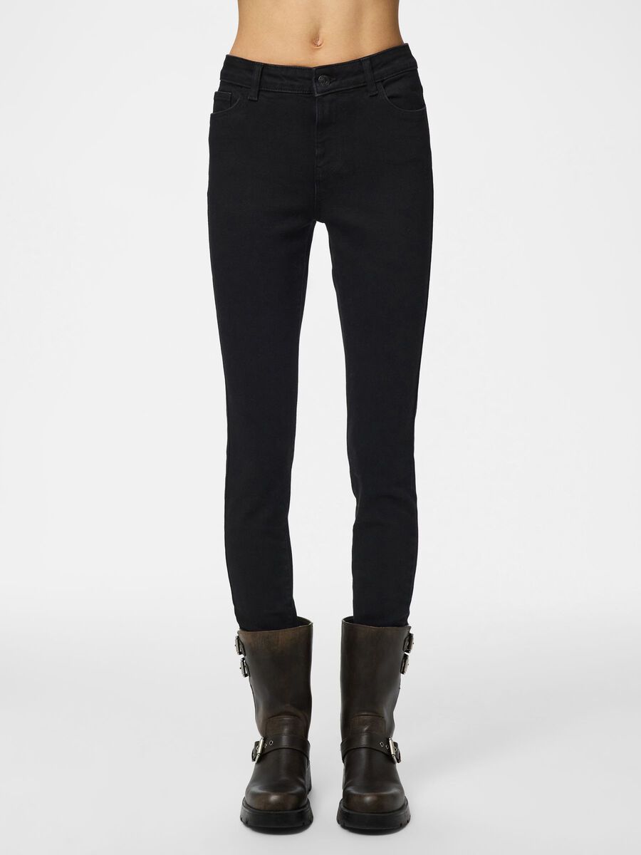 Product carousel image - PCDANA MW SKINNY FIT JEANS, Black Denim | 1