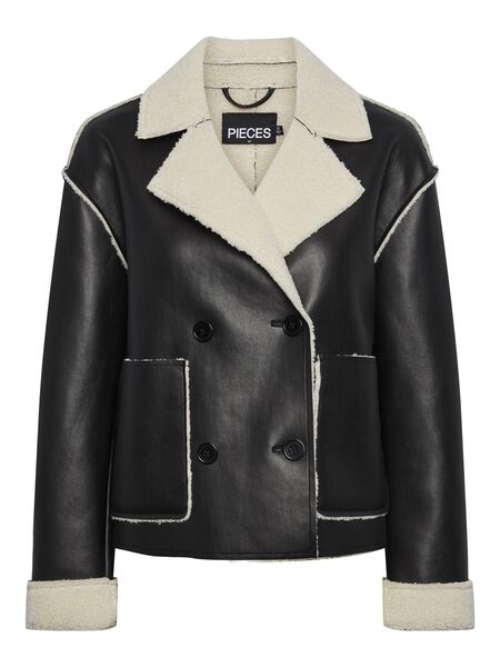 Pieces PCFRANNY TEDDY JACKET, Black, highres - 17144855_Black_1071306_001.jpg