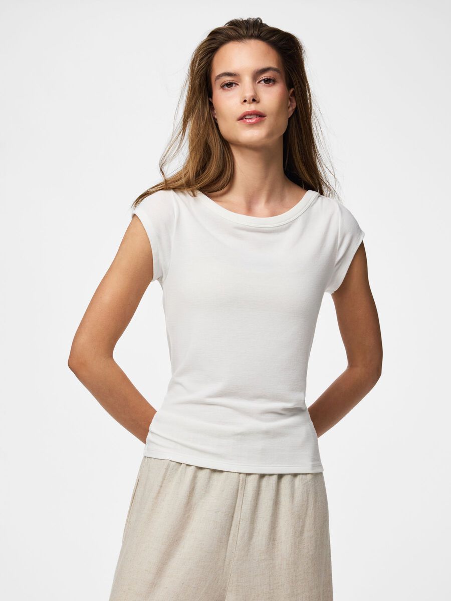 Product carousel image - PCSOF BOATNECK CAP SLEEVE TOP, Bright White | 1