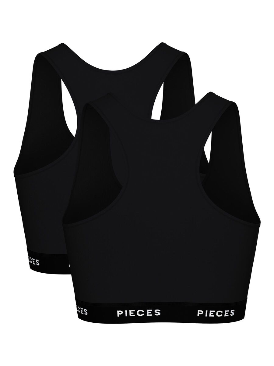 Pieces PCLOGO - LOT DE 2 PIÈCES FÉMININES SOUTIEN-GORGE, Black, highres - 17151107_Black_1125994_002.jpg