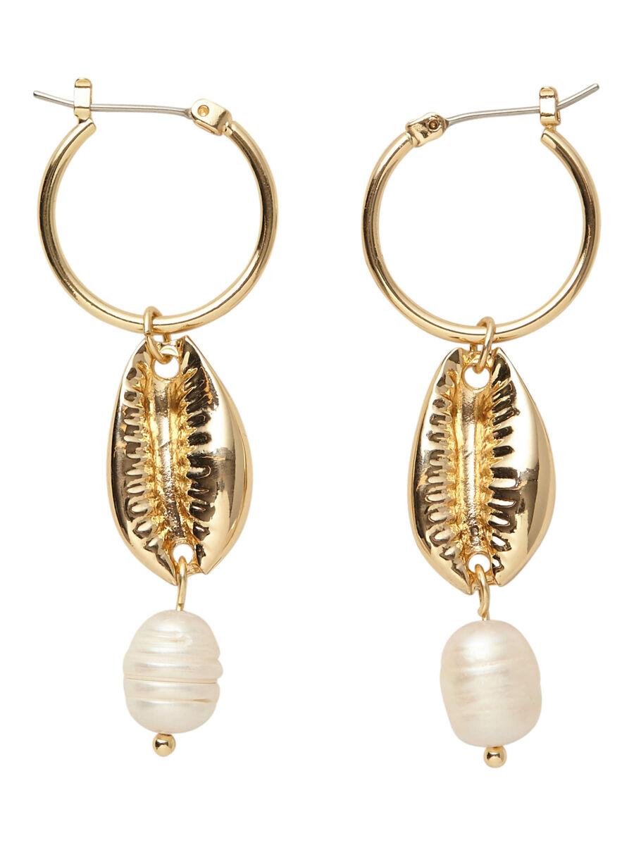 Pieces TWO-PENDANT HOOP EARRINGS, Gold Colour, highres - 17098664_GoldColour_001.jpg