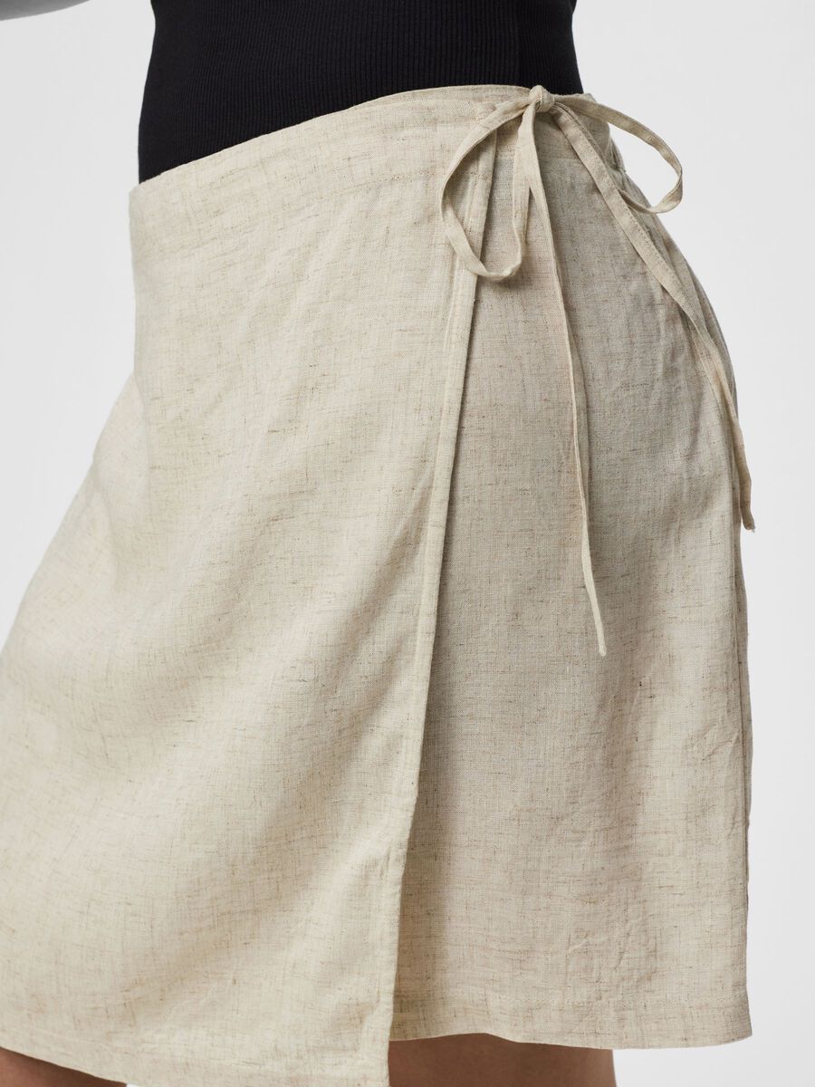 Carousel image - PCPIA MINI LINEN BLEND WRAP SKIRT, Birch | 4
