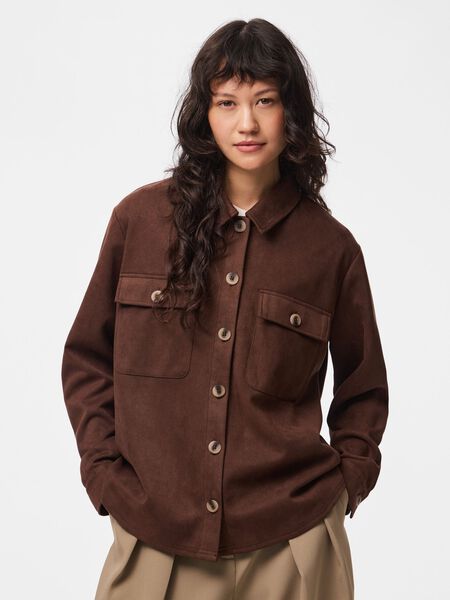 Pieces PCRAKEL BRUSHED  SHACKET, Chicory Coffee, highres - 17165207_ChicoryCoffee_003.jpg