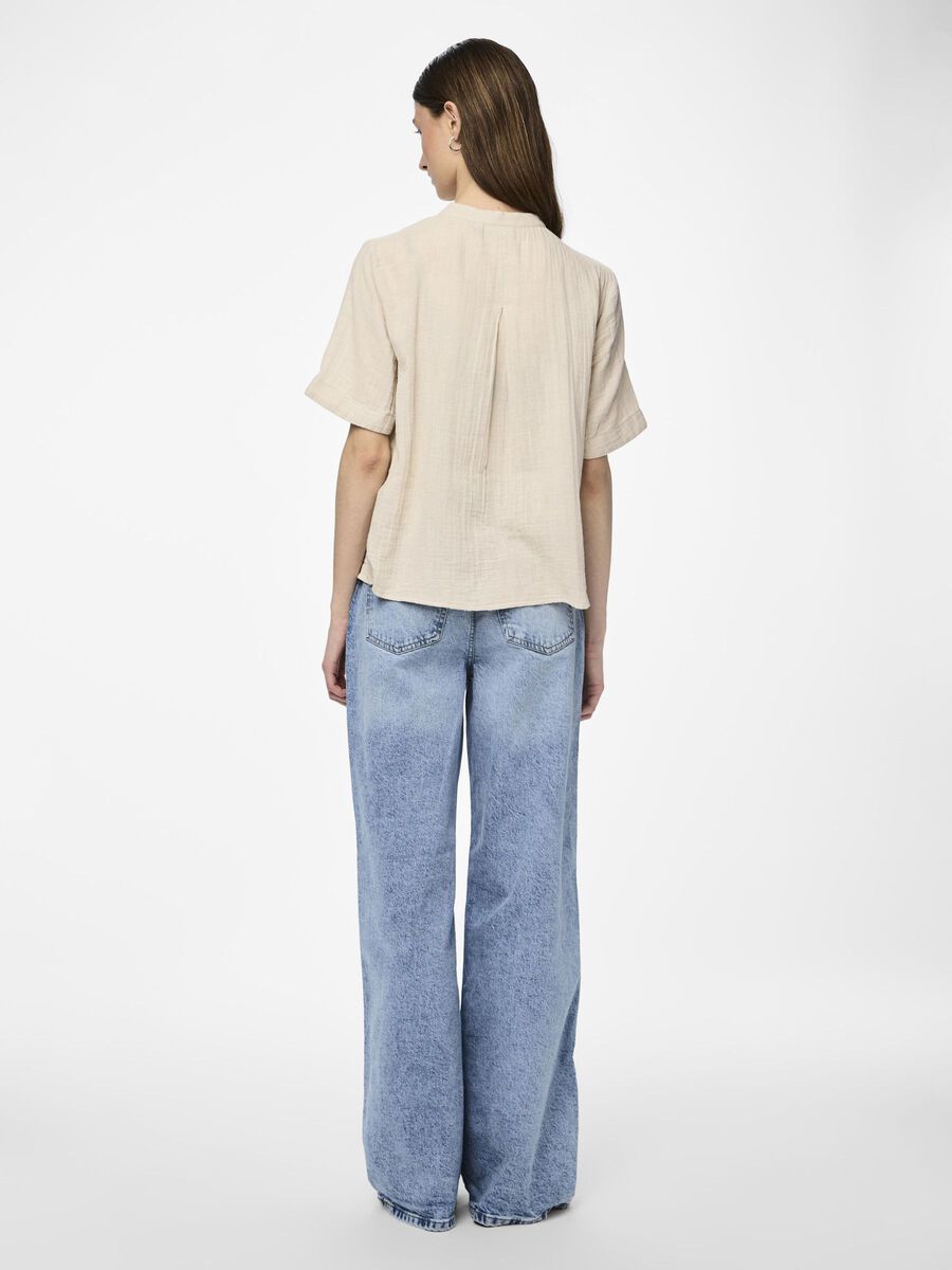 Pieces PCMASTINA COTTON SHORT SLEEVED SHIRT, Silver Gray, highres - 17148782_SilverGray_004.jpg