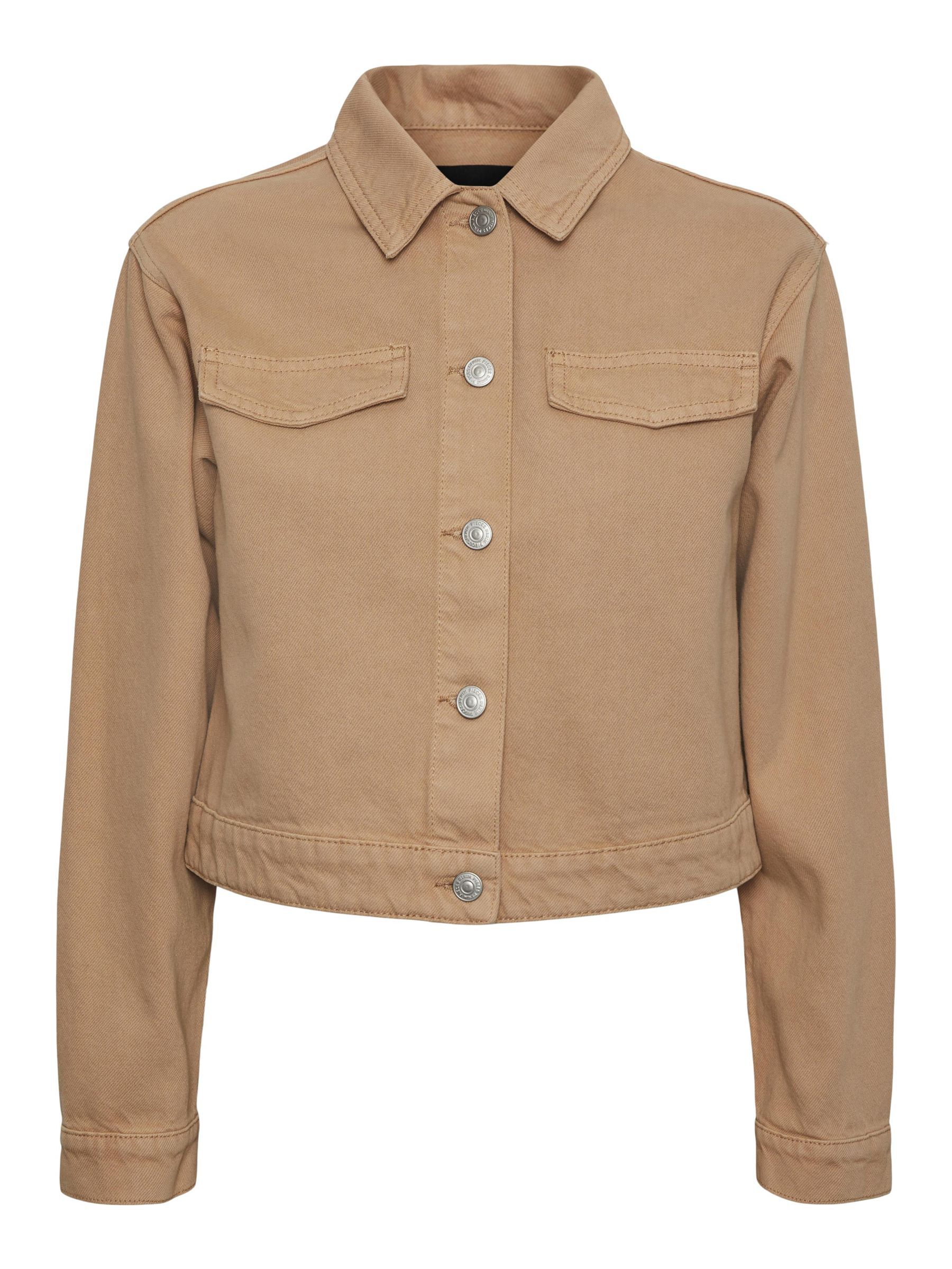 Denim jacket with tan sleeves sale