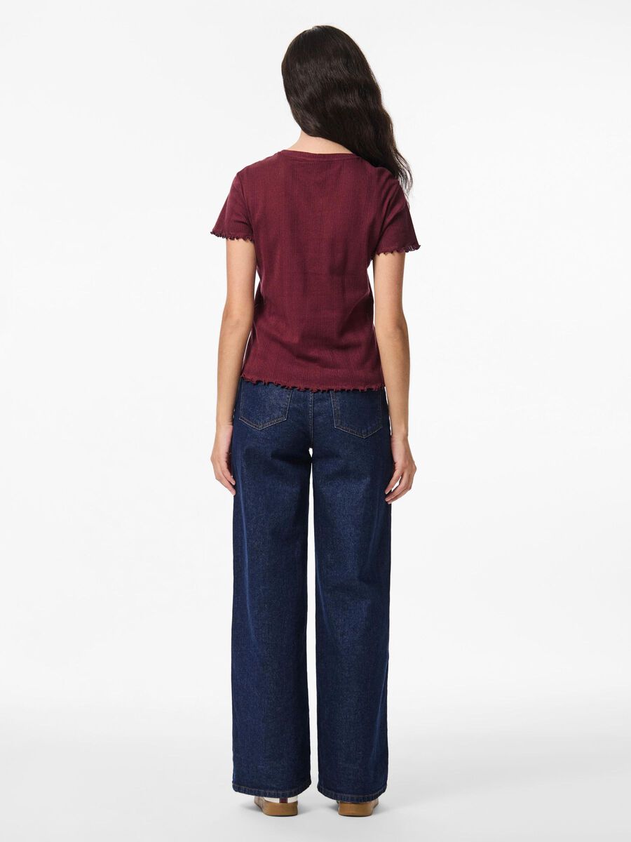 Pieces PCMARIE POINTELLE T-SHIRT, Tawny Port, highres - 17152053_TawnyPort_004.jpg