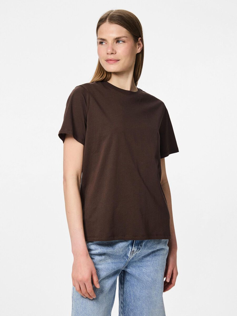 Pieces PCRIA COTTON T-SHIRT, Hot Fudge, highres - 17140802_HotFudge_003.jpg