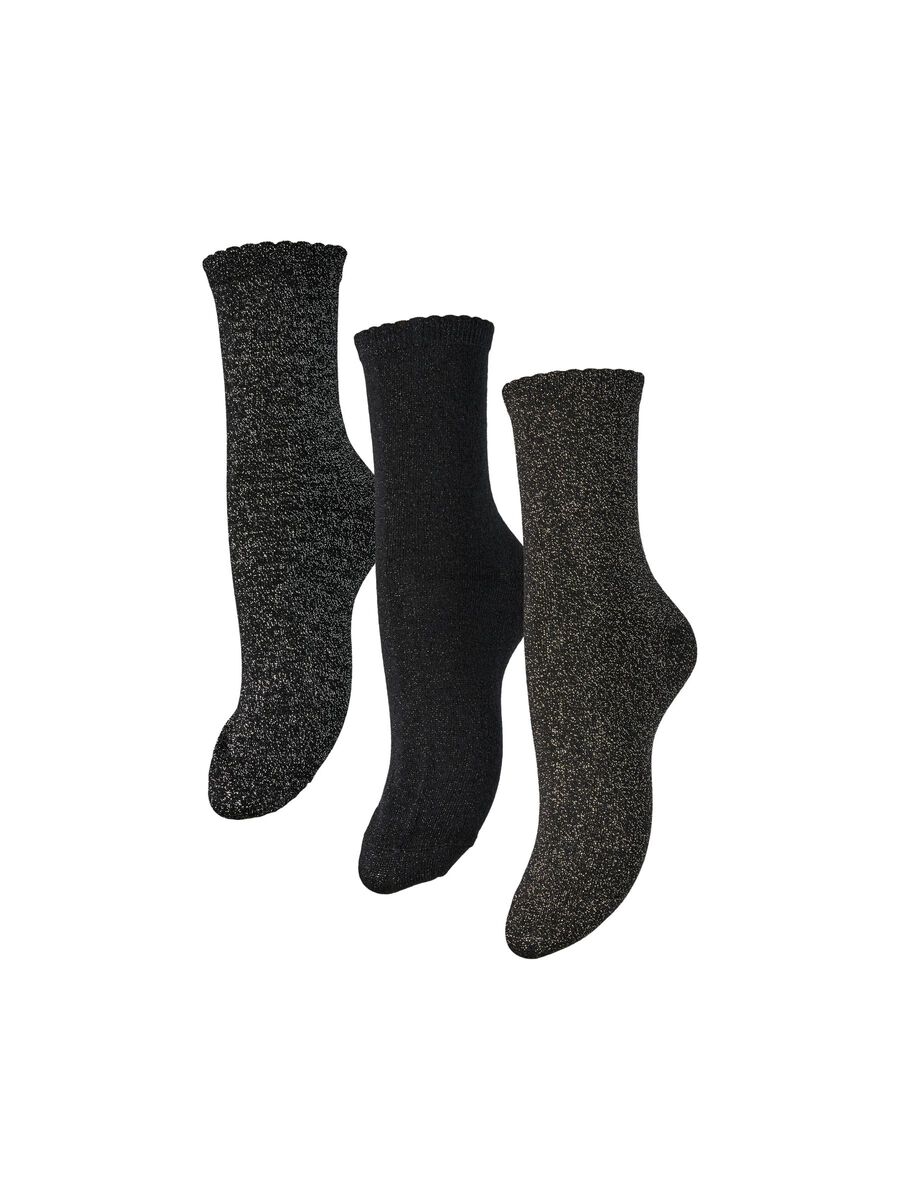 Pieces PCSEBBY 3-PACK GLITTER SOCKS, Black, highres - 17114641_Black_1144754_001.jpg