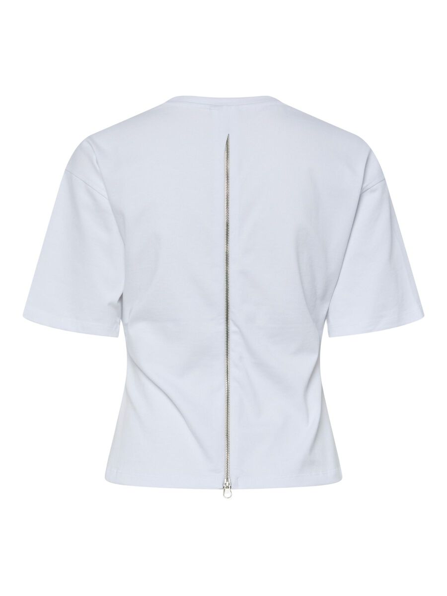 Pieces PCAMY ZIP  T-SHIRT, Bright White, highres - 17161196_BrightWhite_002.jpg